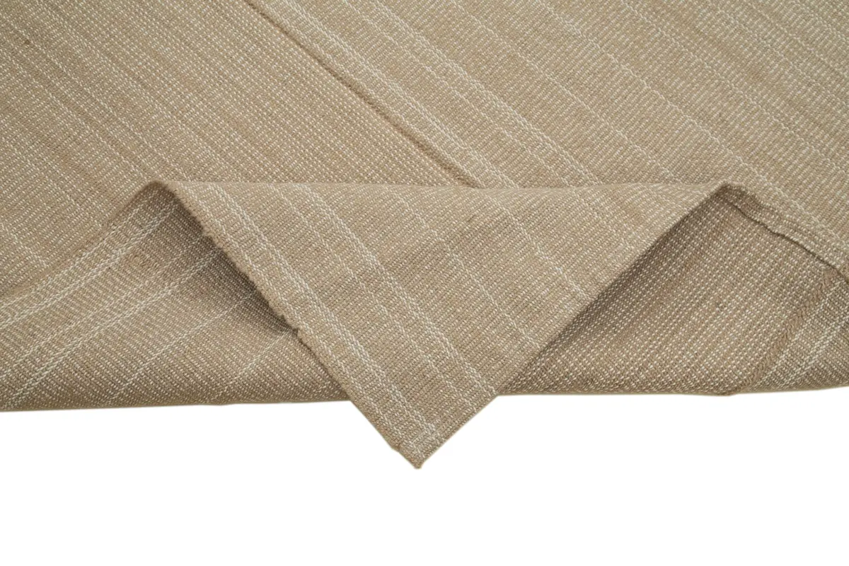 Flatweave Modern Kahverengi Pamuk Üstü Yün El Dokuma Kilim-283x323 - Görsel 6