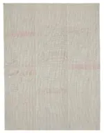 Flatweave Modern Bej Pamuk Üstü Yün El Dokuma Kilim-275x365