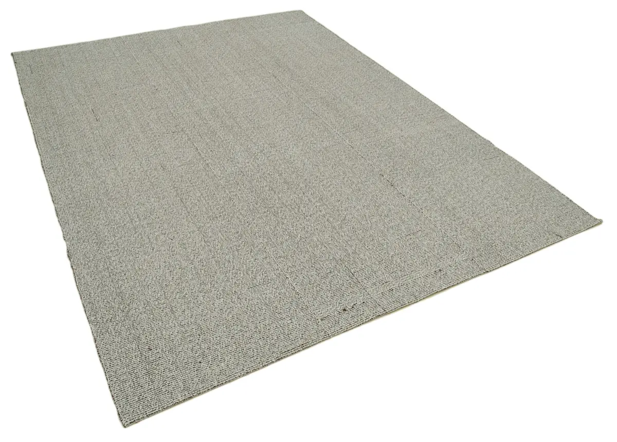 Flatweave Modern Gri Pamuk Üstü Yün El Dokuma Kilim-196x273 - Görsel 2