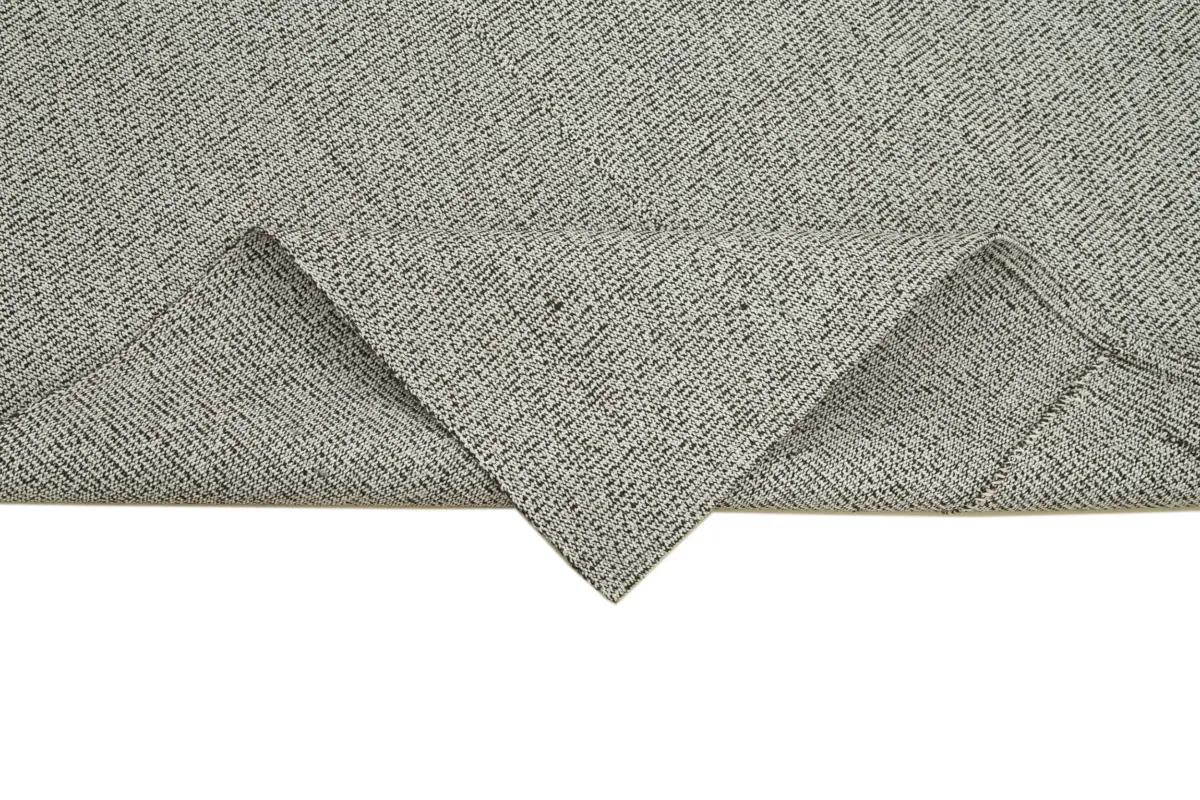 Flatweave Modern Gri Pamuk Üstü Yün El Dokuma Kilim-196x273 - Görsel 6
