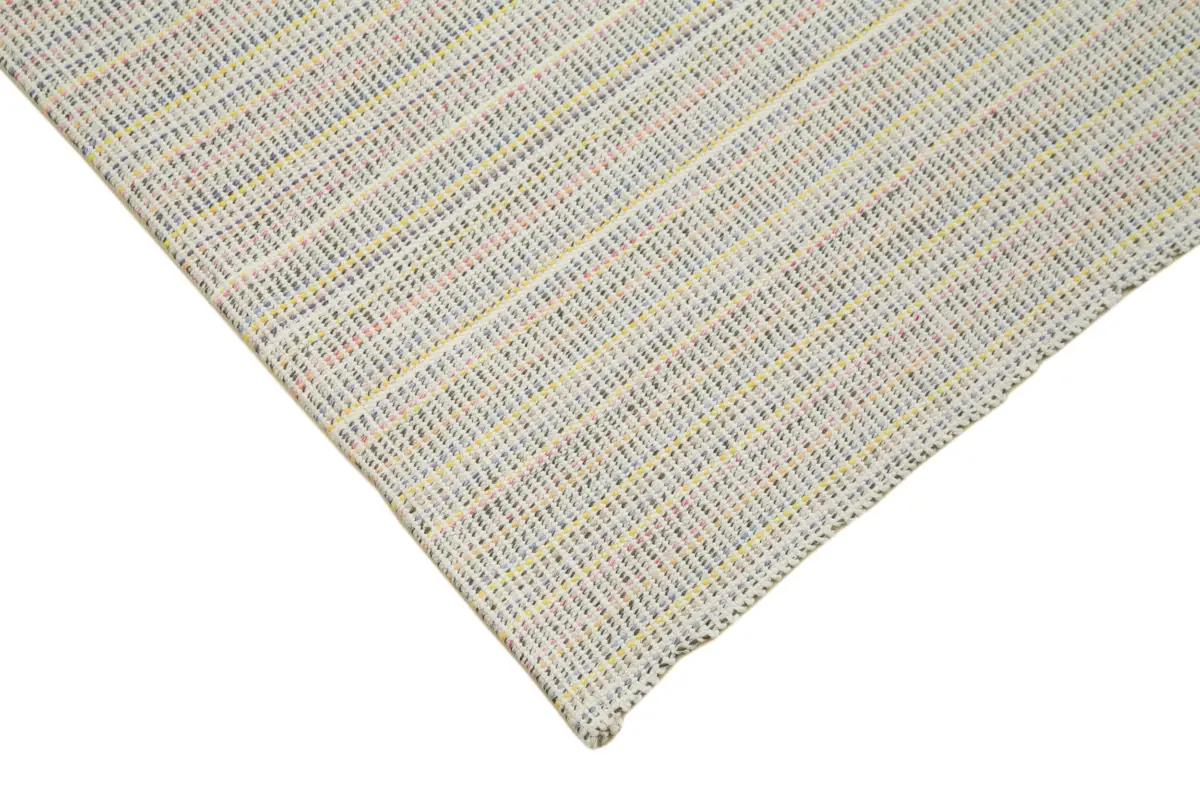 Flatweave Modern Bej Pamuk Üstü Yün El Dokuma Kilim-206x313 - Görsel 4