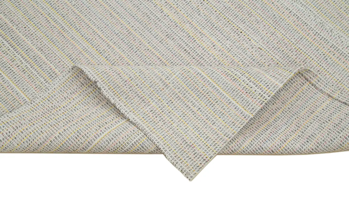 Flatweave Modern Bej Pamuk Üstü Yün El Dokuma Kilim-206x313 - Görsel 6