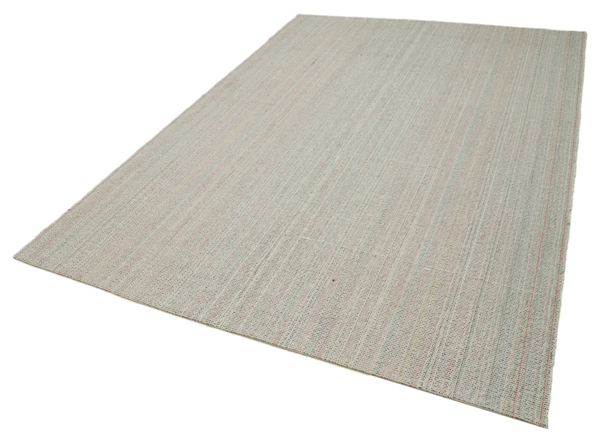 Flatweave Modern Bej Pamuk Üstü Yün El Dokuma Kilim-203x296 - Görsel 3