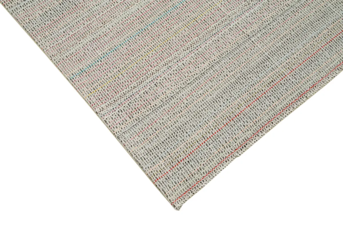 Flatweave Modern Bej Pamuk Üstü Yün El Dokuma Kilim-203x296 - Görsel 4