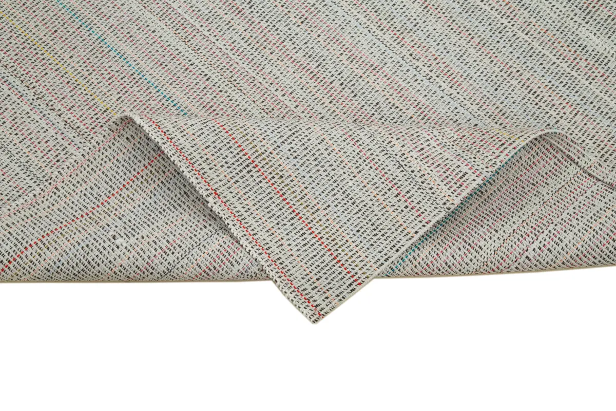 Flatweave Modern Bej Pamuk Üstü Yün El Dokuma Kilim-203x296 - Görsel 6