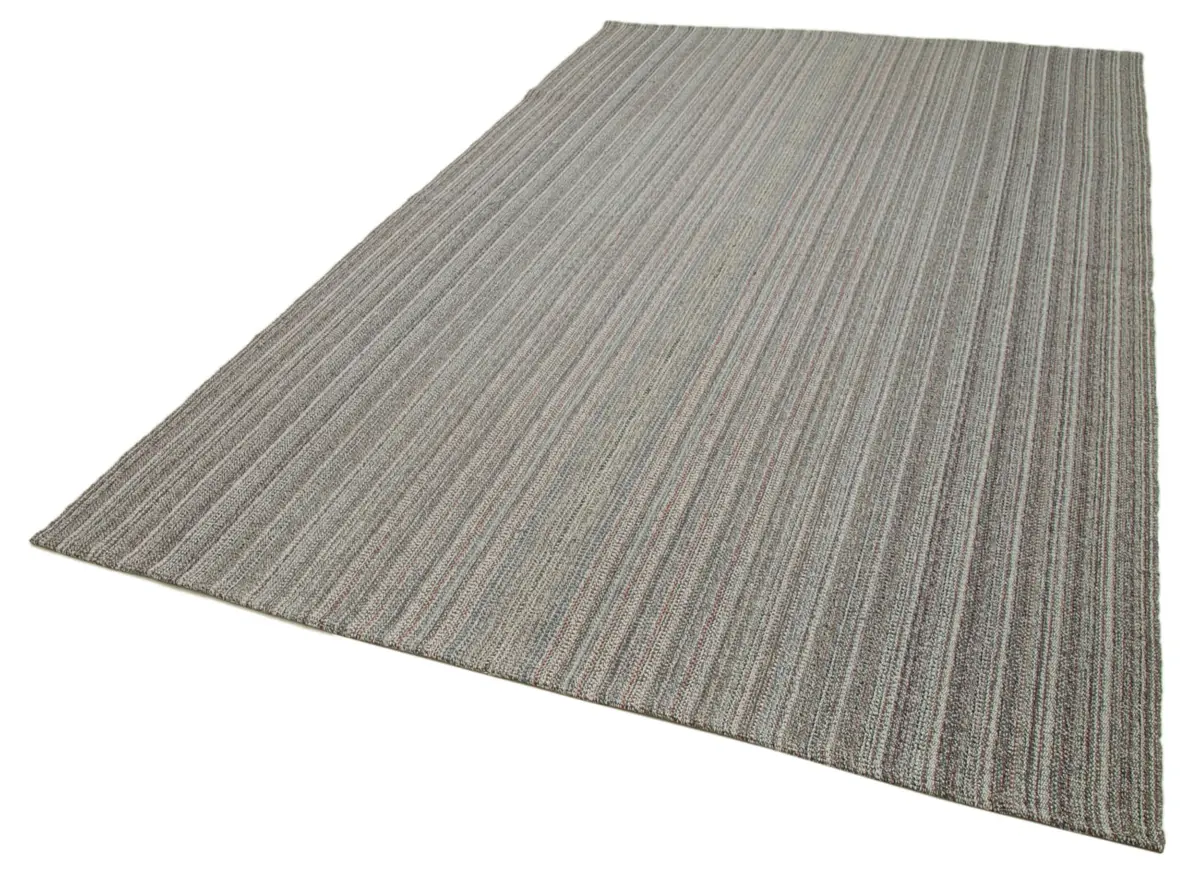 Flatweave Modern Gri Pamuk Üstü Yün El Dokuma Kilim-200x325 - Görsel 3