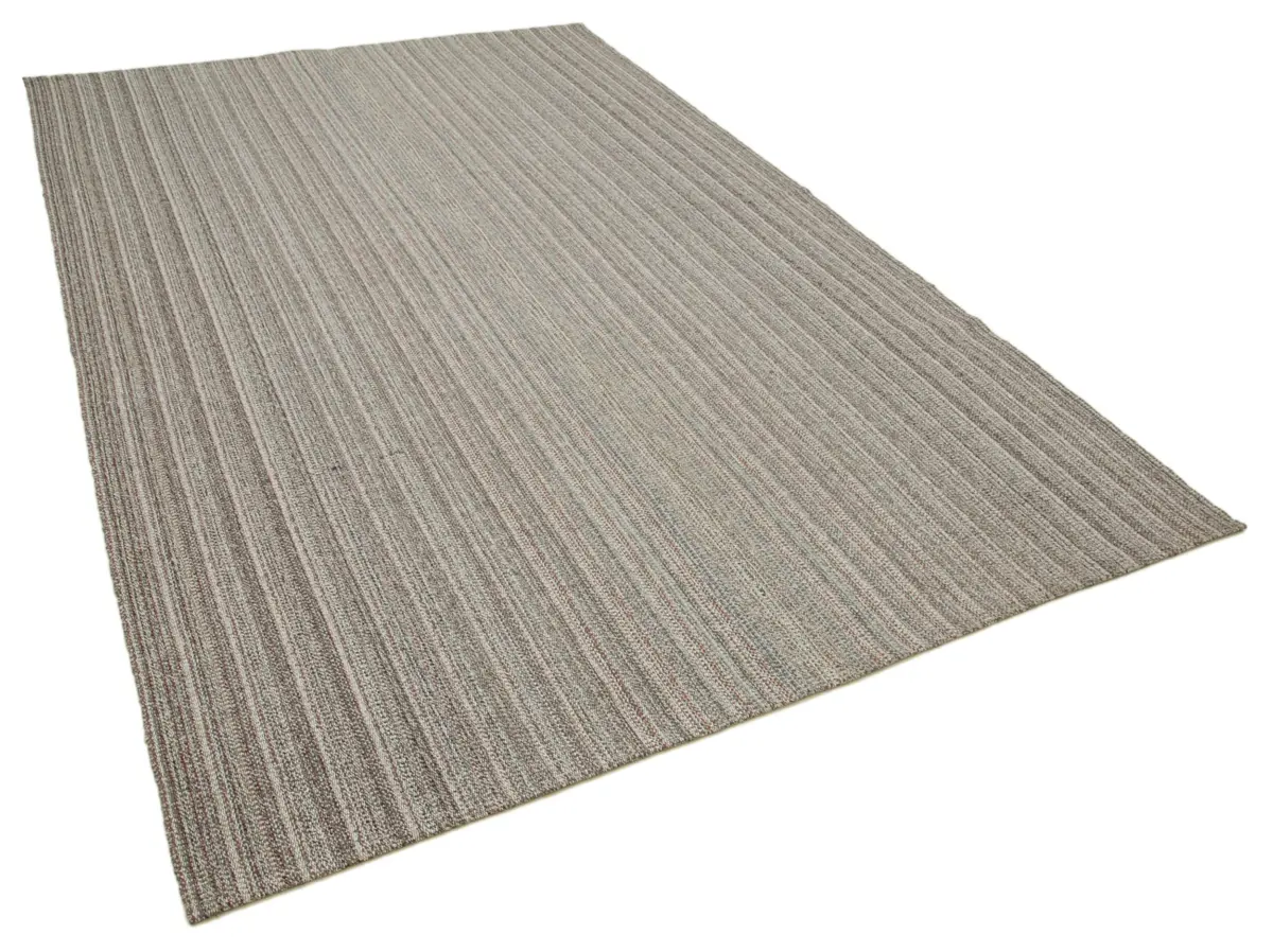 Flatweave Modern Gri Pamuk Üstü Yün El Dokuma Kilim-198x315 - Görsel 2