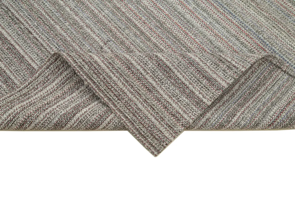Flatweave Modern Gri Pamuk Üstü Yün El Dokuma Kilim-198x315 - Görsel 6