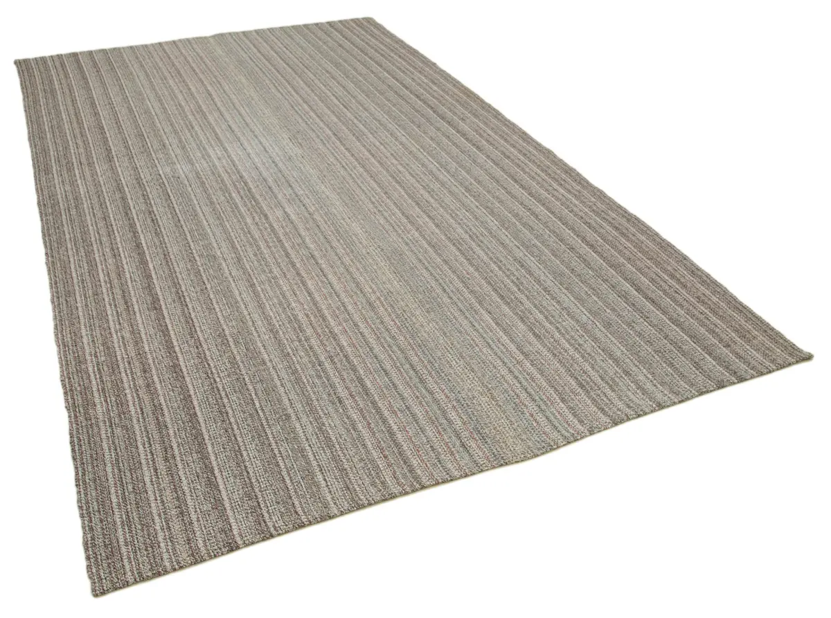 Flatweave Modern Gri Pamuk Üstü Yün El Dokuma Kilim-200x320 - Görsel 2