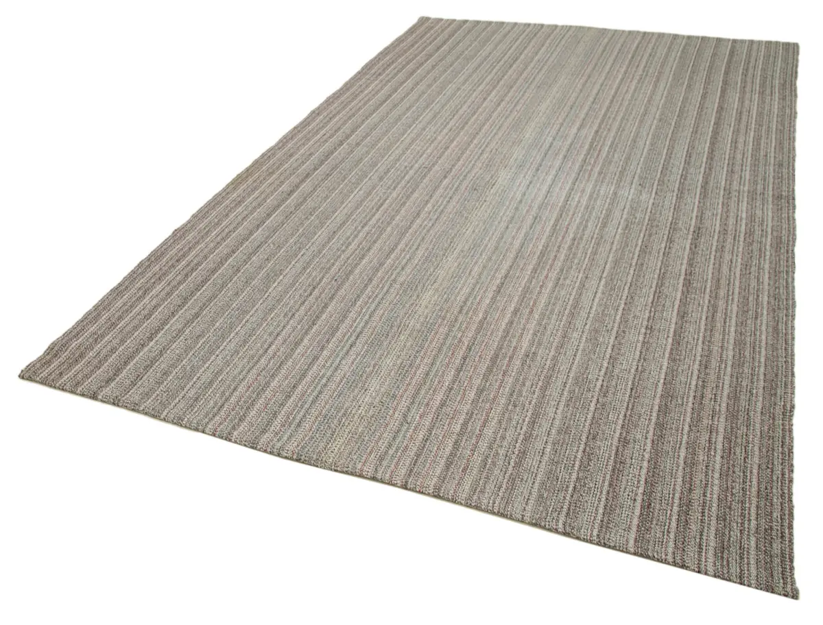Flatweave Modern Gri Pamuk Üstü Yün El Dokuma Kilim-200x320 - Görsel 3