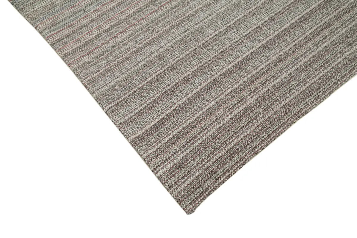 Flatweave Modern Gri Pamuk Üstü Yün El Dokuma Kilim-200x320 - Görsel 4