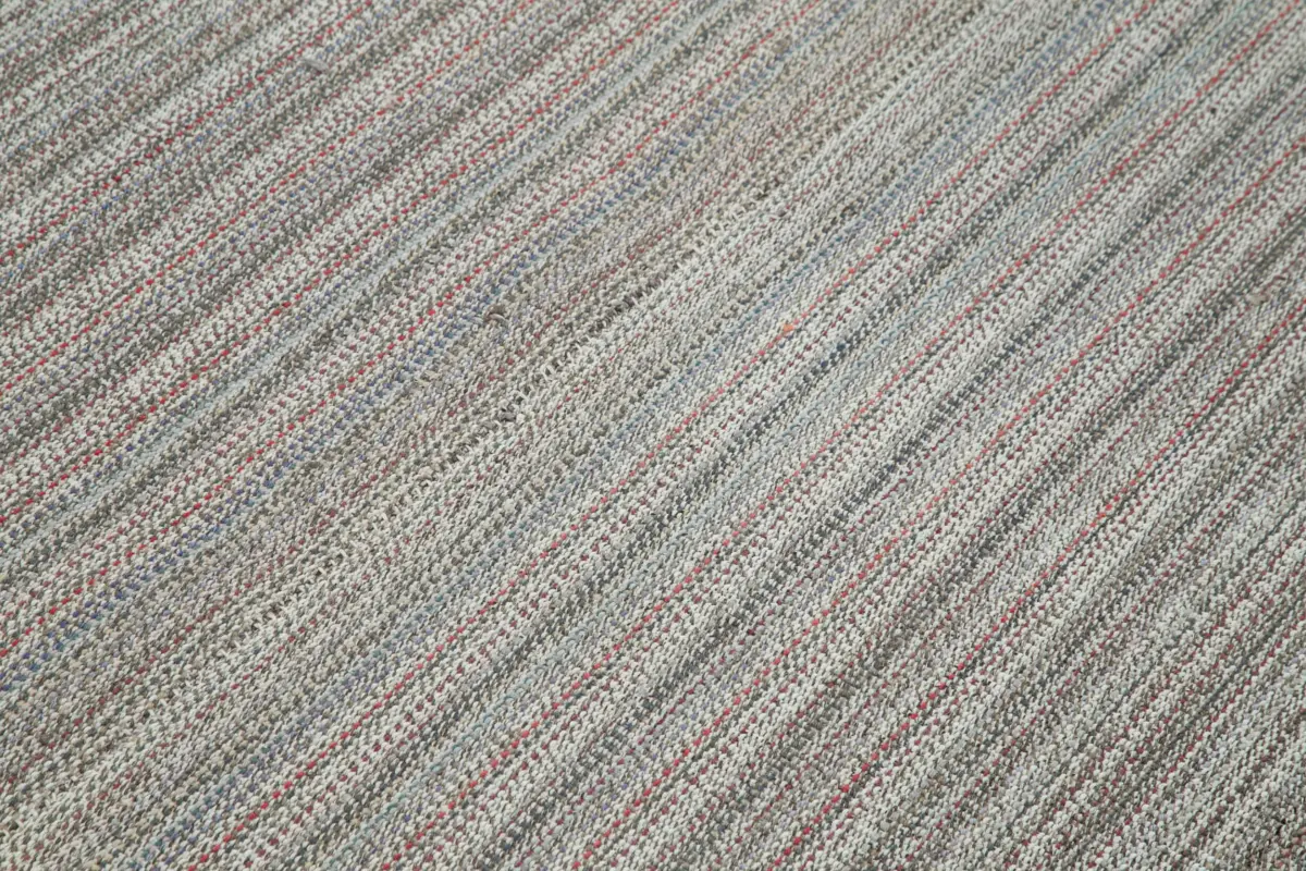 Flatweave Modern Gri Pamuk Üstü Yün El Dokuma Kilim-200x320 - Görsel 5