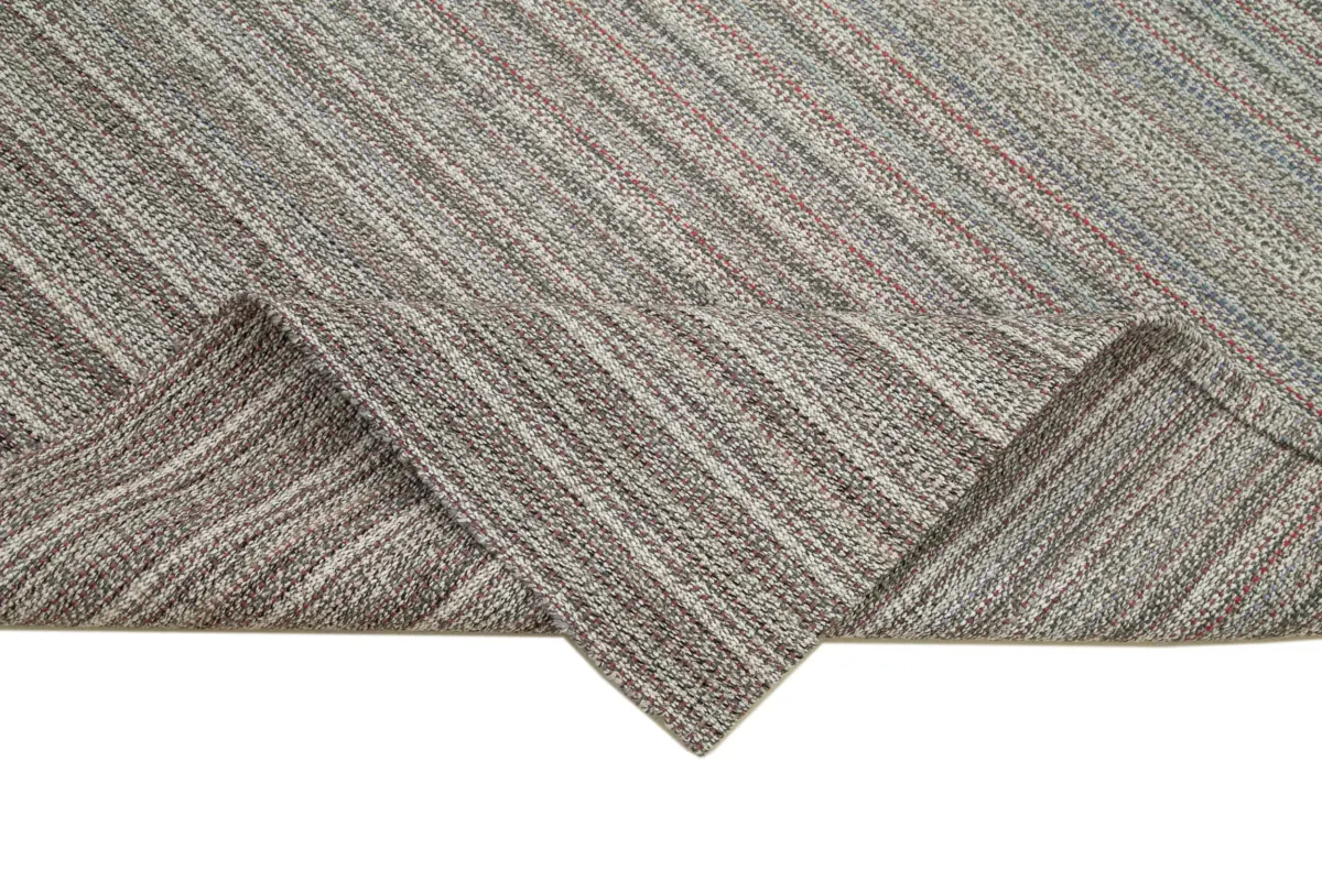 Flatweave Modern Gri Pamuk Üstü Yün El Dokuma Kilim-200x320 - Görsel 6