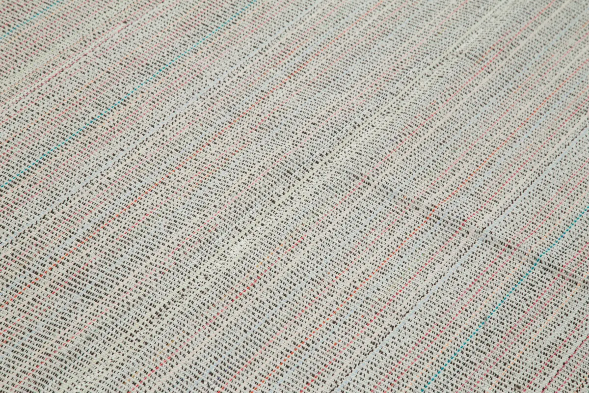 Flatweave Modern Bej Pamuk Üstü Yün El Dokuma Kilim-205x305 - Görsel 5