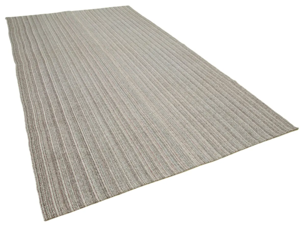 Flatweave Modern Gri Pamuk Üstü Yün El Dokuma Kilim-200x350 - Görsel 2