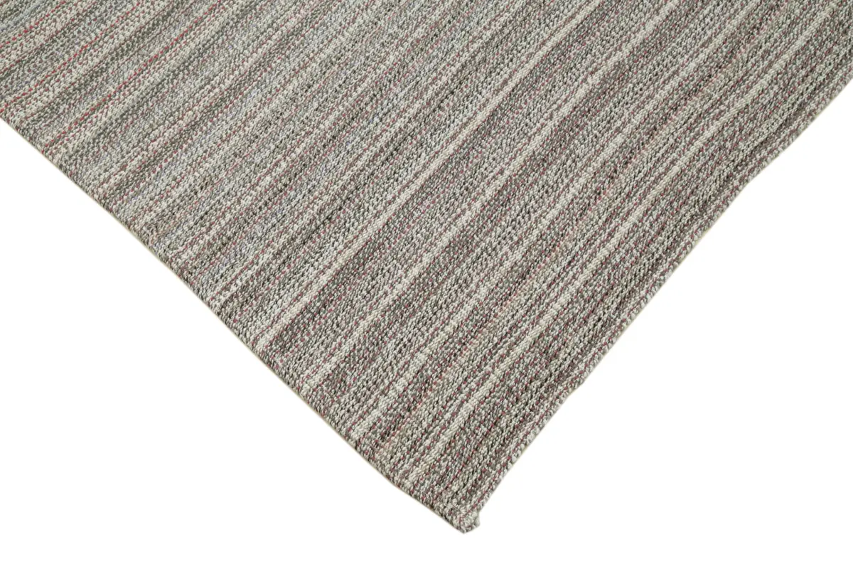 Flatweave Modern Gri Pamuk Üstü Yün El Dokuma Kilim-200x350 - Görsel 4