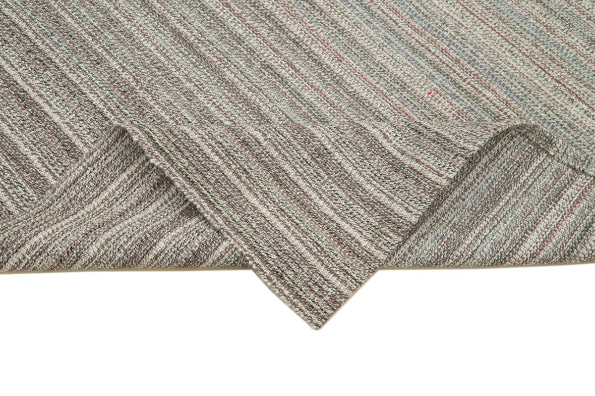 Flatweave Modern Gri Pamuk Üstü Yün El Dokuma Kilim-200x350 - Görsel 6