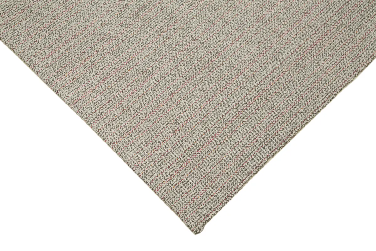 Flatweave Modern Gri Pamuk Üstü Yün El Dokuma Kilim-181x290 - Görsel 4