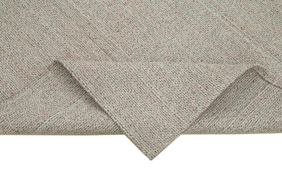 Flatweave Modern Gri Pamuk Üstü Yün El Dokuma Kilim-181x290 - Görsel 6