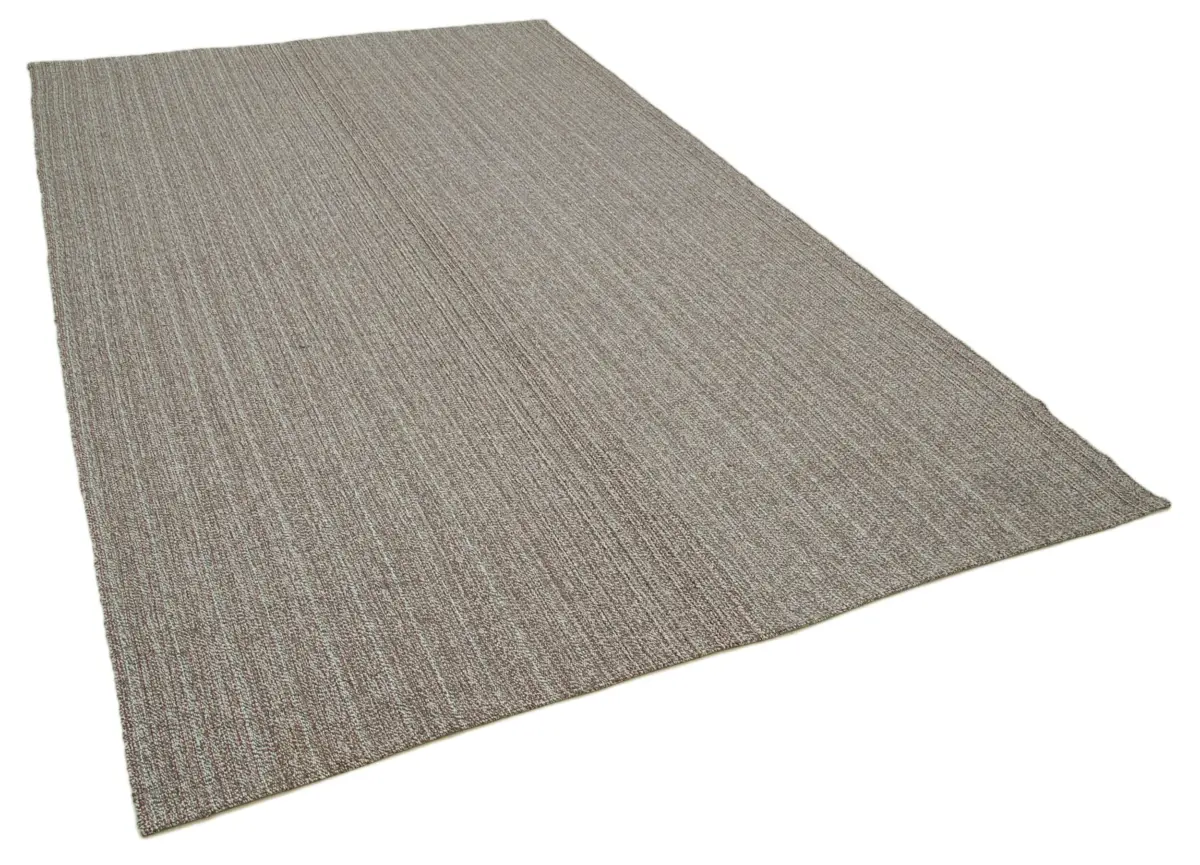 Flatweave Modern Gri Pamuk Üstü Yün El Dokuma Kilim-203x320 - Görsel 2