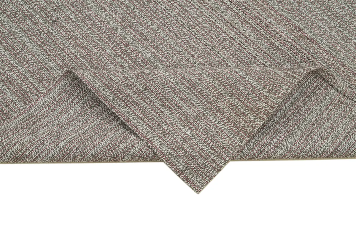 Flatweave Modern Gri Pamuk Üstü Yün El Dokuma Kilim-203x320 - Görsel 6