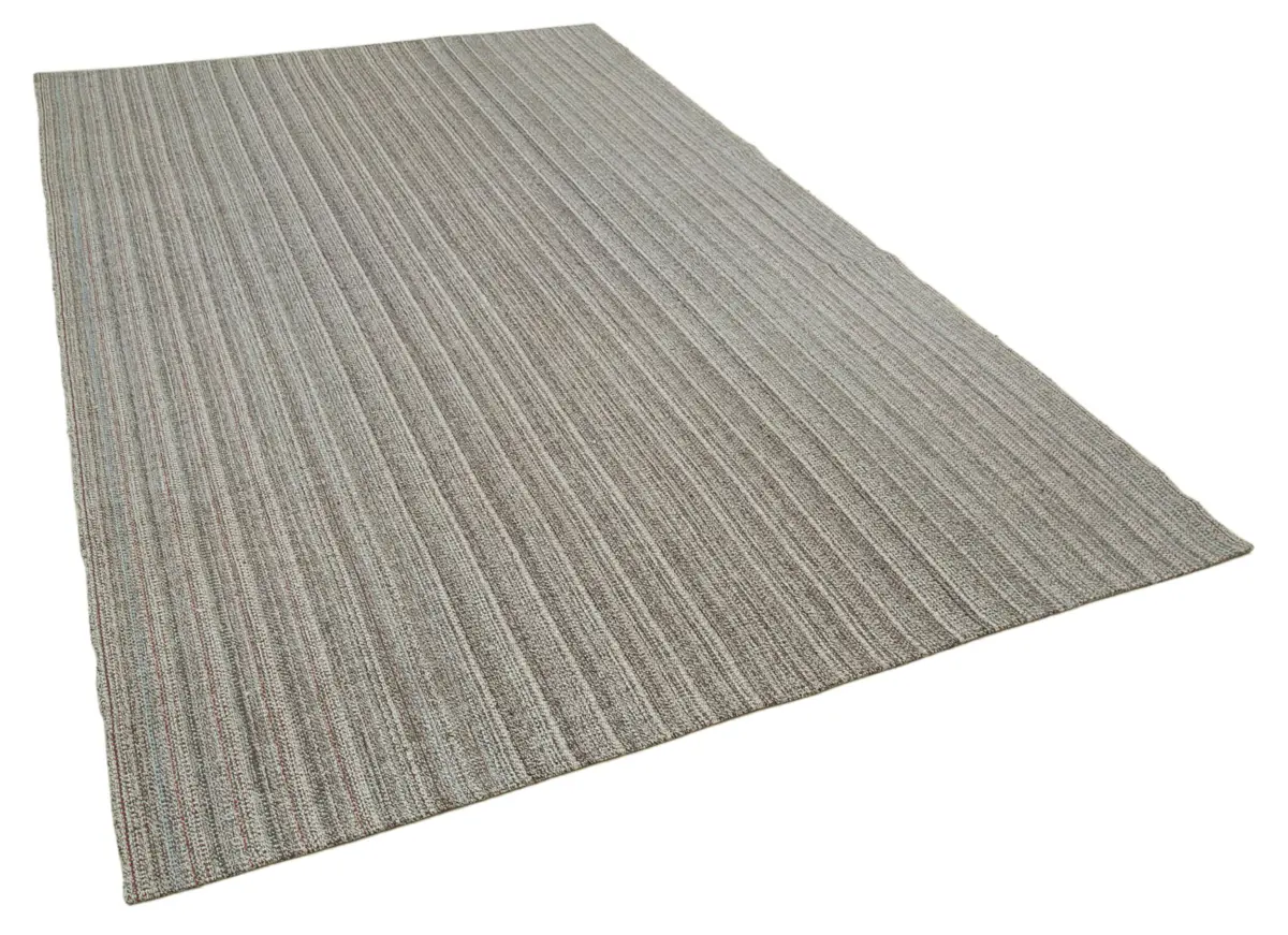 Flatweave Modern Gri Pamuk Üstü Yün El Dokuma Kilim-200x322 - Görsel 2
