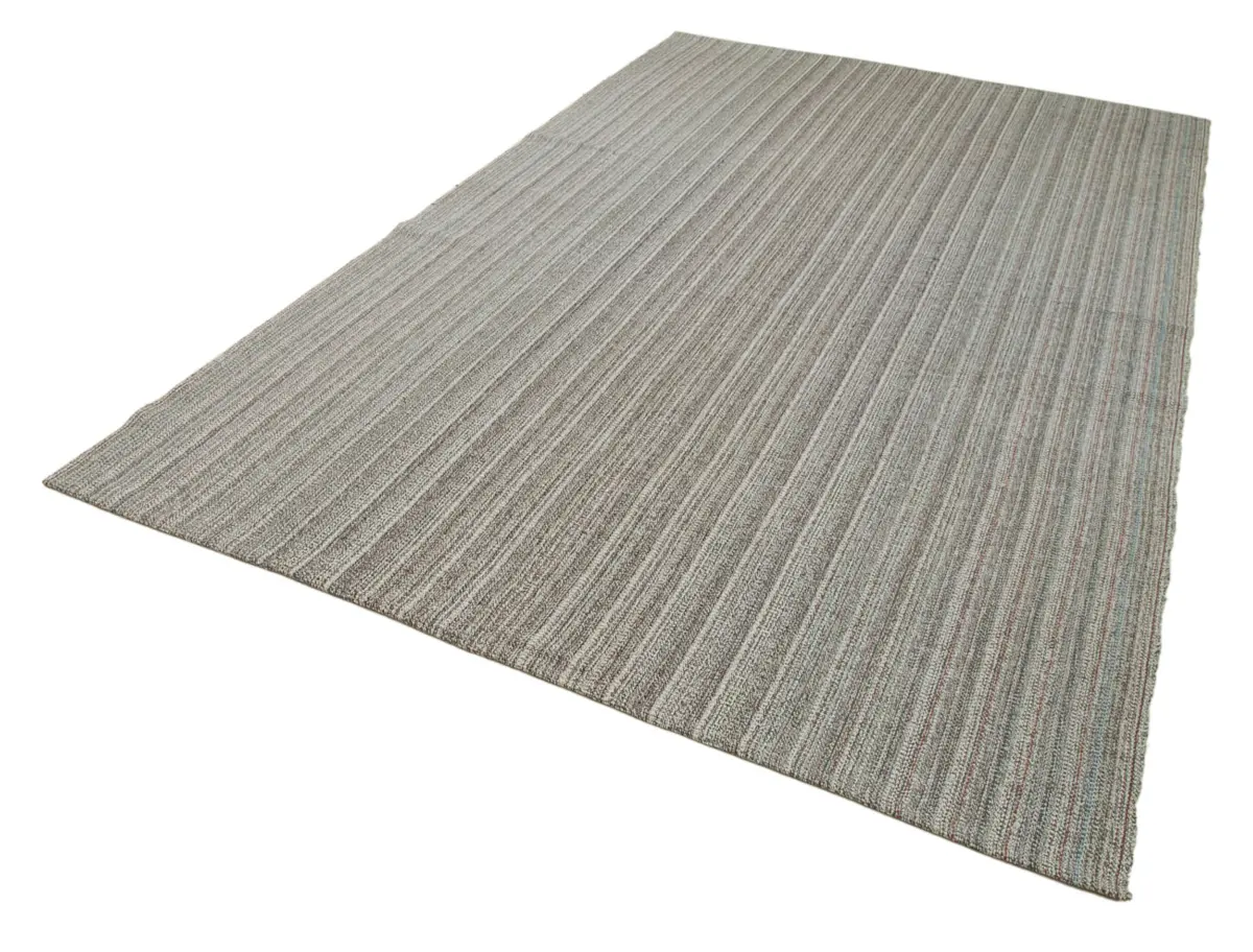 Flatweave Modern Gri Pamuk Üstü Yün El Dokuma Kilim-200x322 - Görsel 3