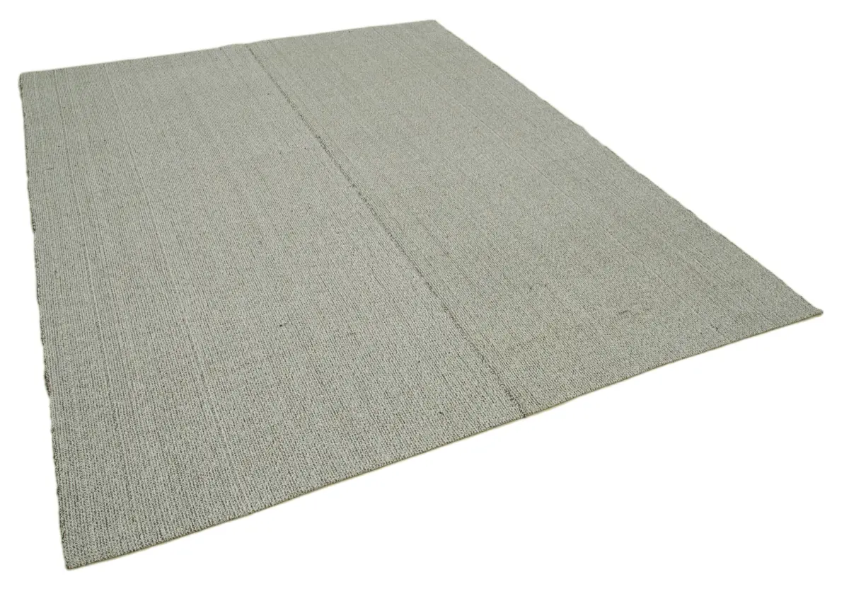 Flatweave Modern Gri Pamuk Üstü Yün El Dokuma Kilim-214x265 - Görsel 2