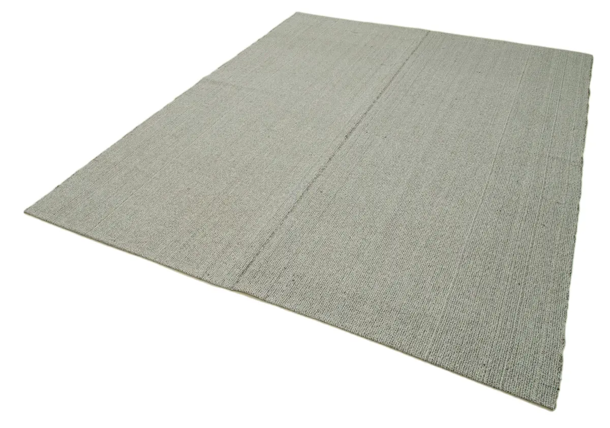 Flatweave Modern Gri Pamuk Üstü Yün El Dokuma Kilim-214x265 - Görsel 3