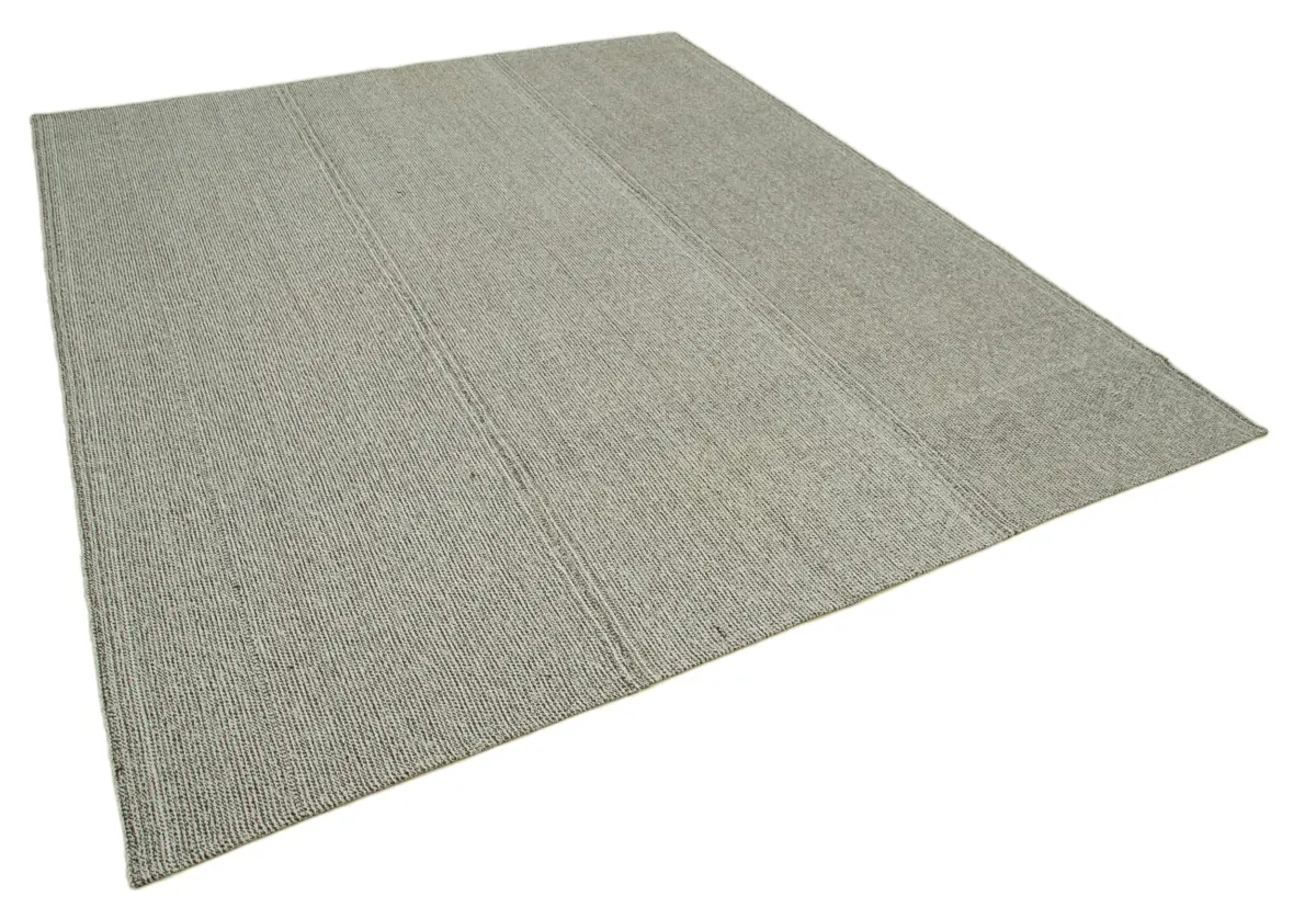 Flatweave Modern Gri Pamuk Üstü Yün El Dokuma Kilim-238x284 - Görsel 2
