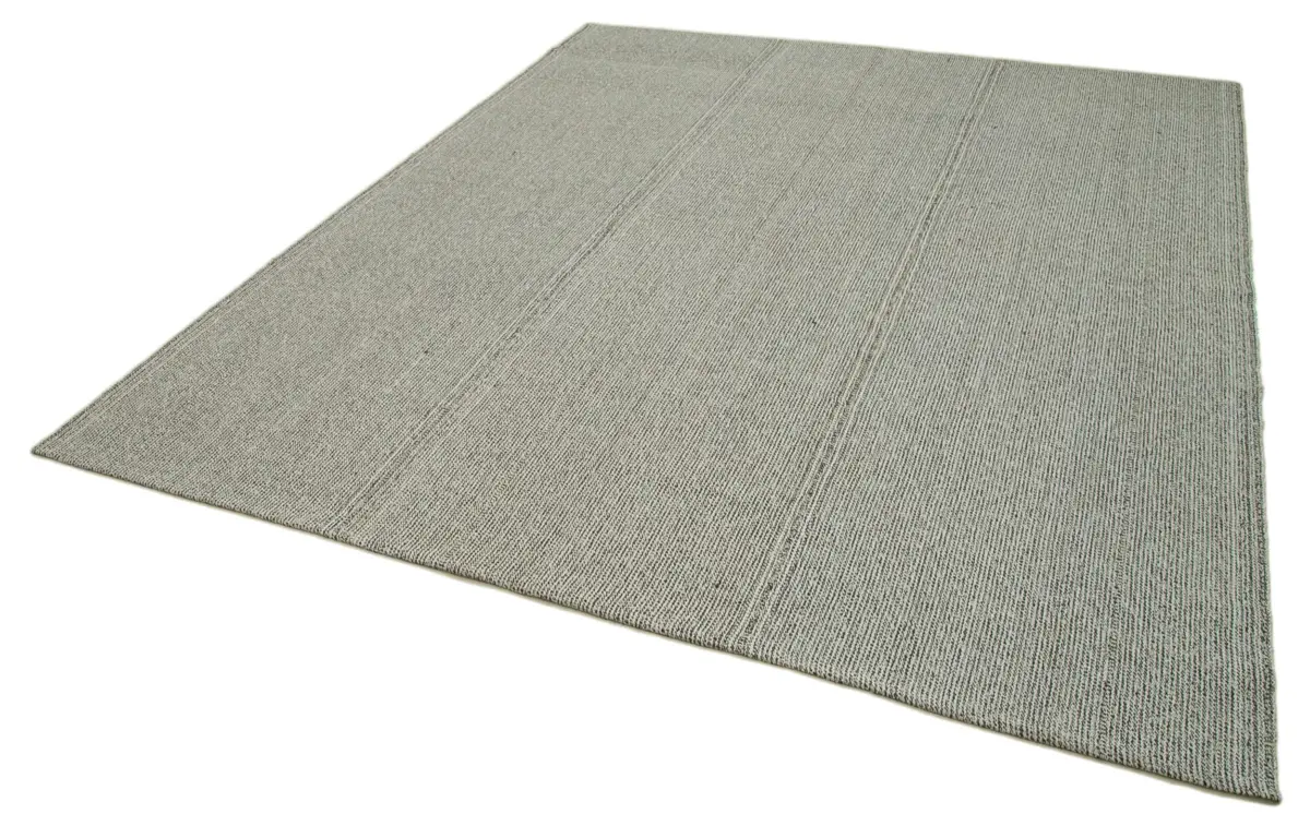 Flatweave Modern Gri Pamuk Üstü Yün El Dokuma Kilim-238x284 - Görsel 3
