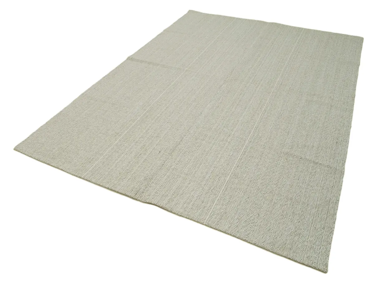 Flatweave Modern Bej Pamuk Üstü Yün El Dokuma Kilim-185x270 - Görsel 3