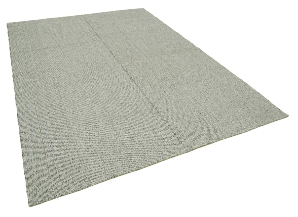 Flatweave Modern Gri Pamuk Üstü Yün El Dokuma Kilim-210x302 - Görsel 2