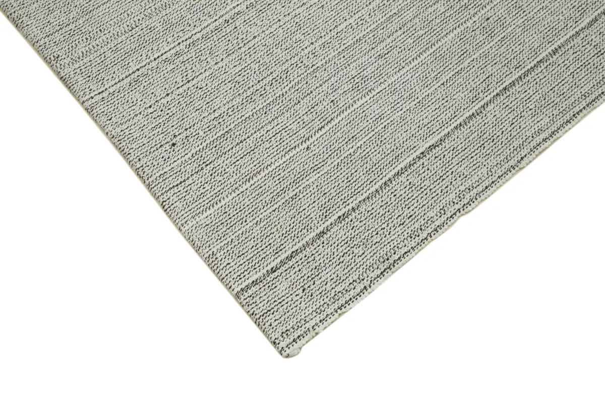 Flatweave Modern Bej Pamuk Üstü Yün El Dokuma Kilim-205x300 - Görsel 4