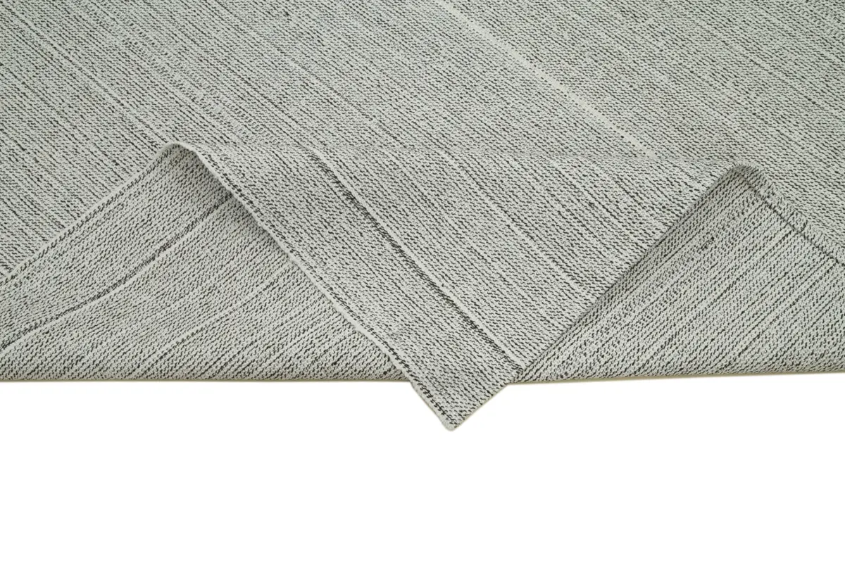 Flatweave Modern Bej Pamuk Üstü Yün El Dokuma Kilim-205x300 - Görsel 6