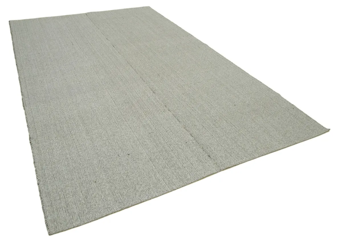 Flatweave Modern Gri Pamuk Üstü Yün El Dokuma Kilim-213x355 - Görsel 2