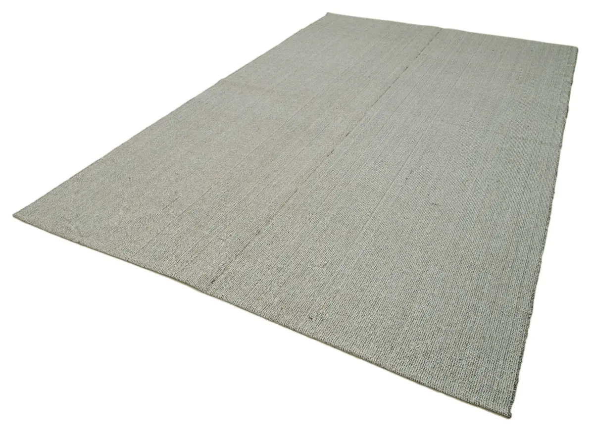 Flatweave Modern Gri Pamuk Üstü Yün El Dokuma Kilim-213x355 - Görsel 3