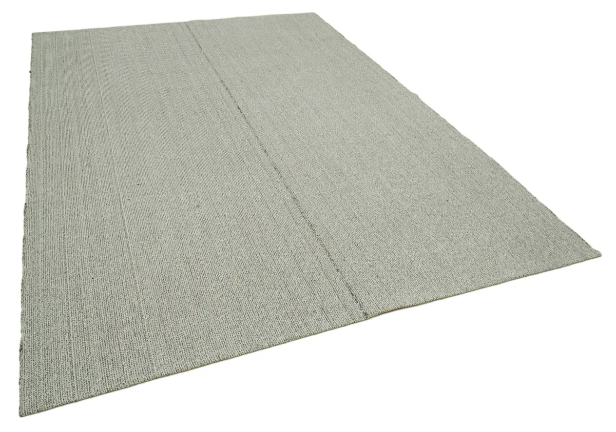 Flatweave Modern Gri Pamuk Üstü Yün El Dokuma Kilim-212x304 - Görsel 2