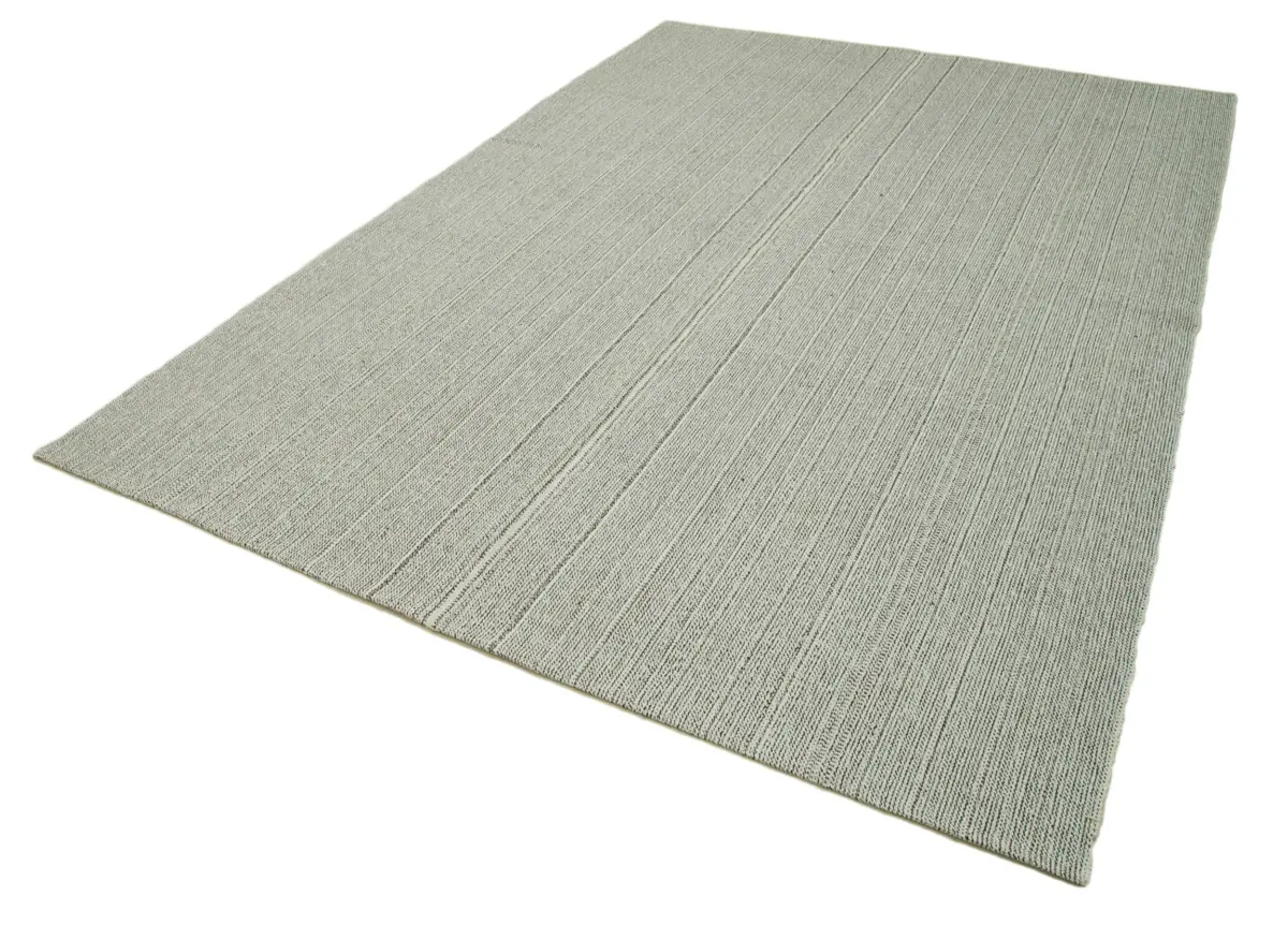 Flatweave Modern Gri Pamuk Üstü Yün El Dokuma Kilim-204x303 - Görsel 3