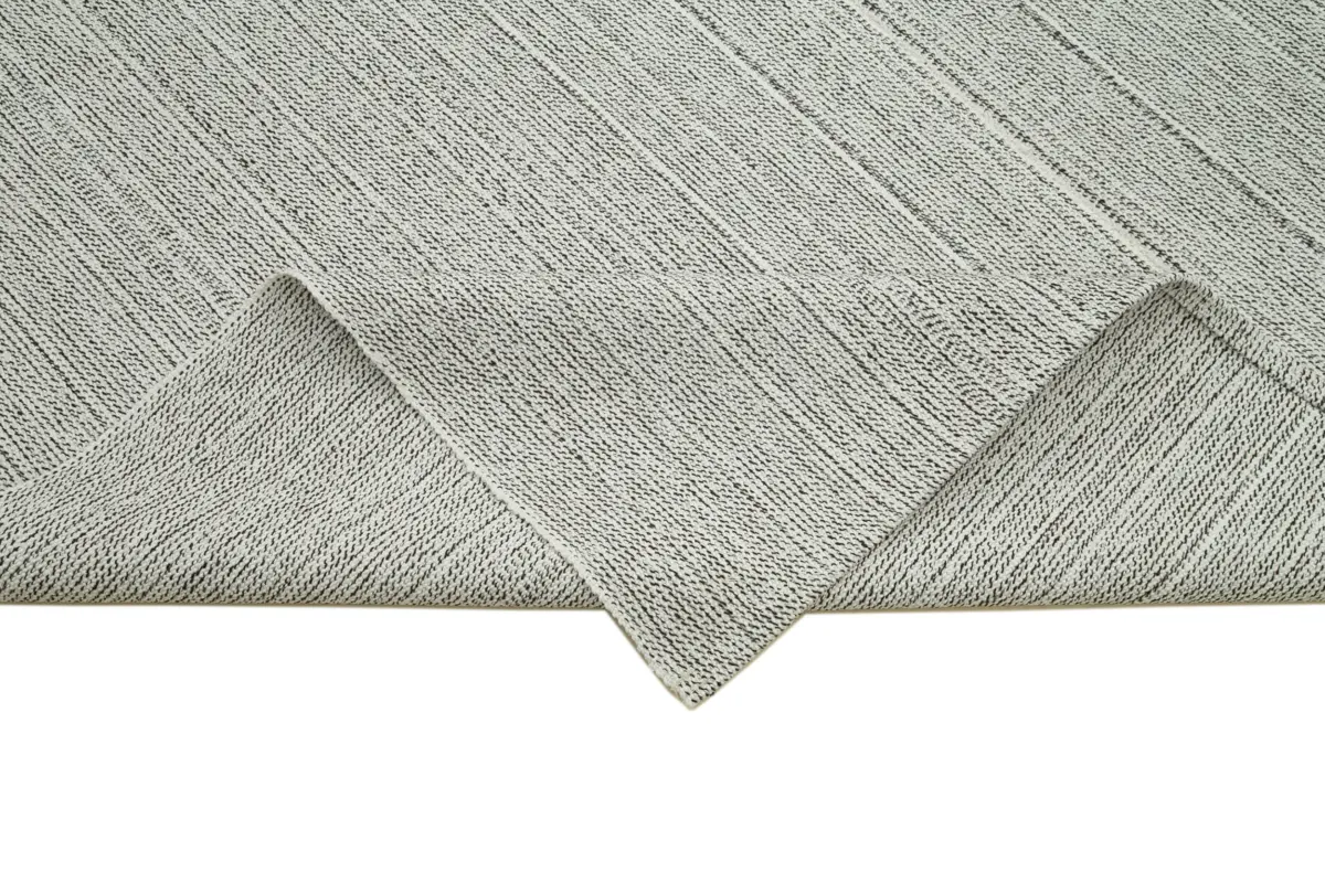 Flatweave Modern Gri Pamuk Üstü Yün El Dokuma Kilim-204x303 - Görsel 6