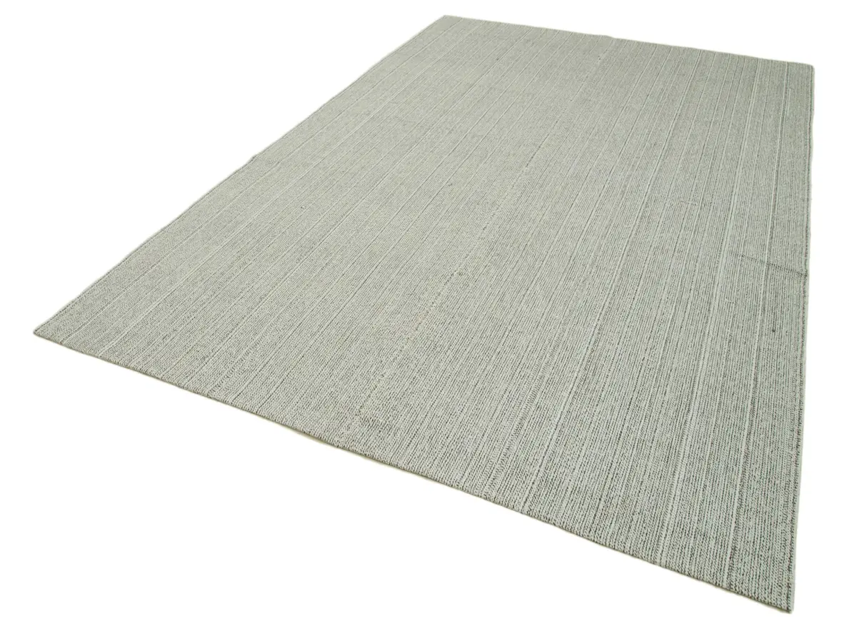 Flatweave Modern Gri Pamuk Üstü Yün El Dokuma Kilim-204x313 - Görsel 3
