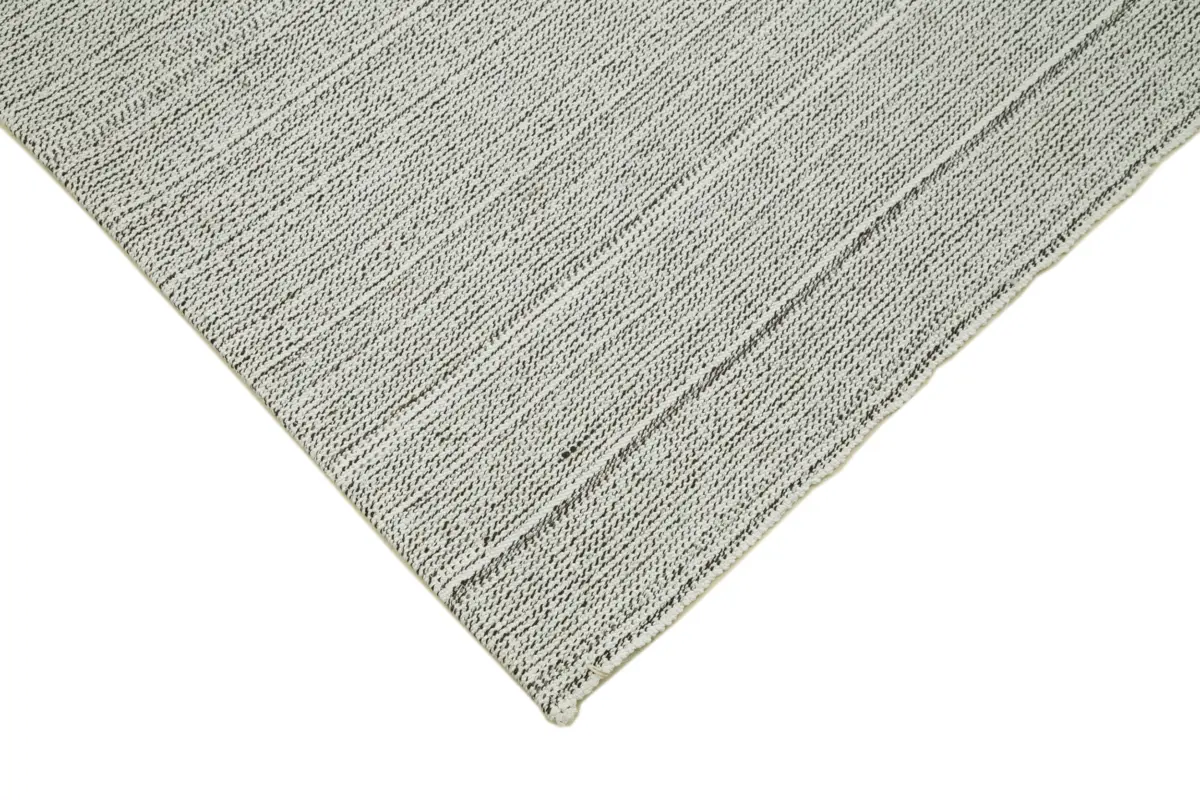 Flatweave Modern Gri Pamuk Üstü Yün El Dokuma Kilim-205x305 - Görsel 4