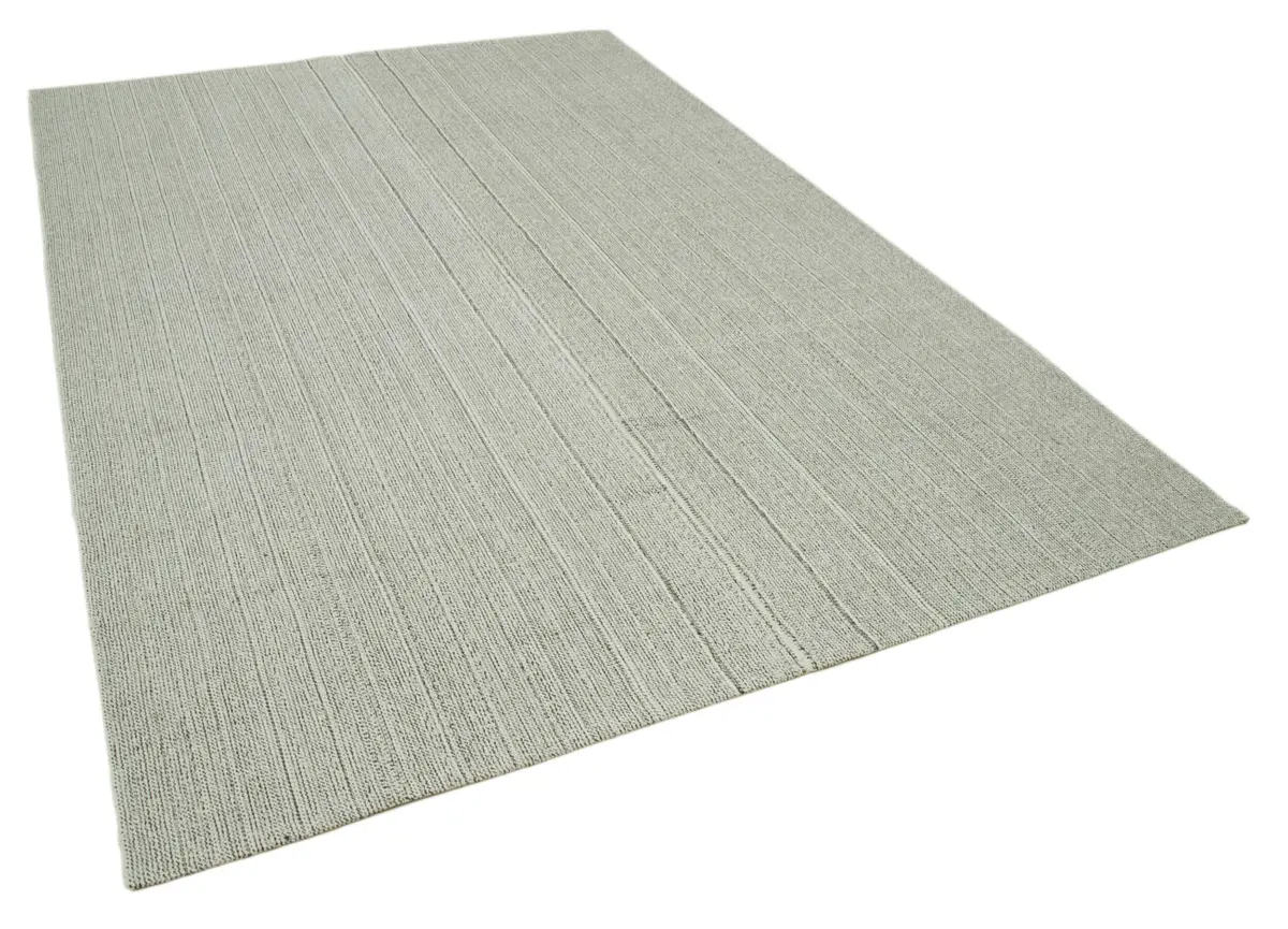 Flatweave Modern Bej Pamuk Üstü Yün El Dokuma Kilim-204x298 - Görsel 2