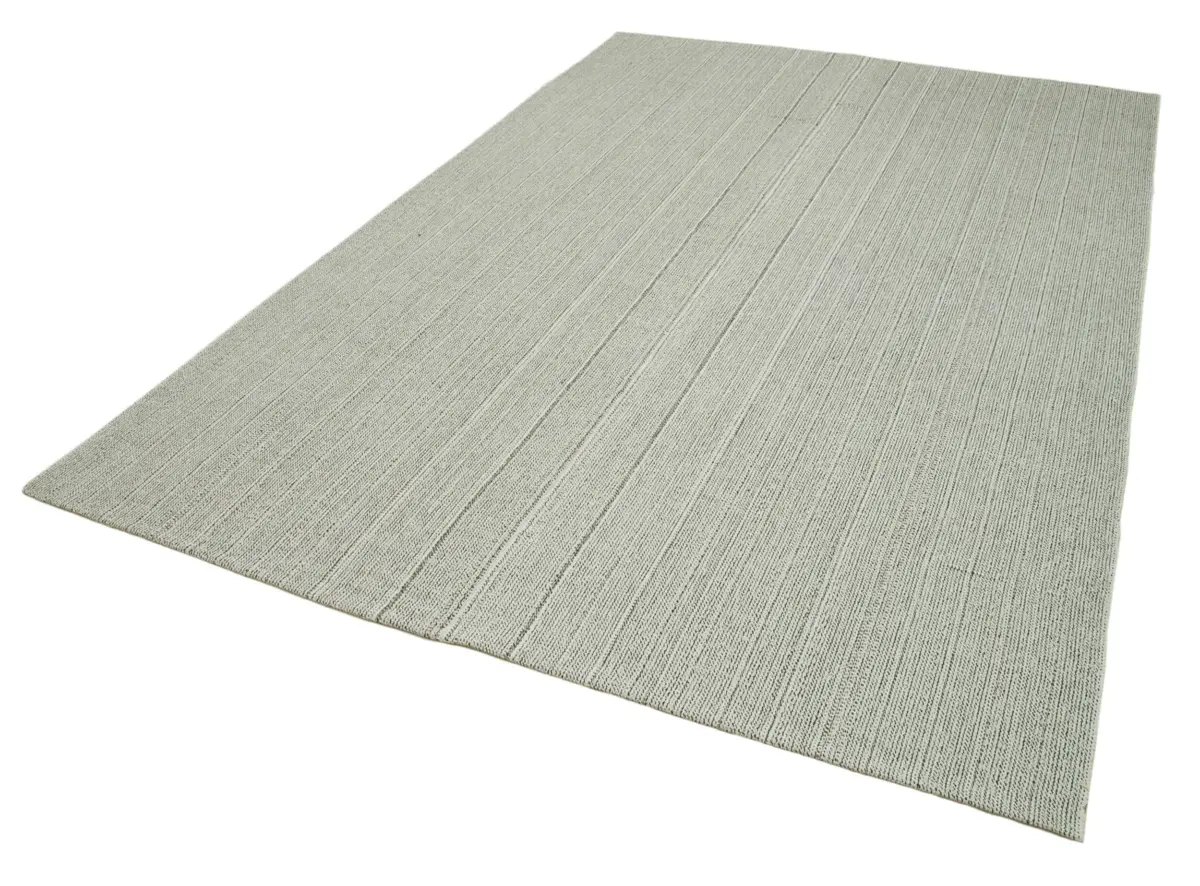 Flatweave Modern Bej Pamuk Üstü Yün El Dokuma Kilim-204x298 - Görsel 3