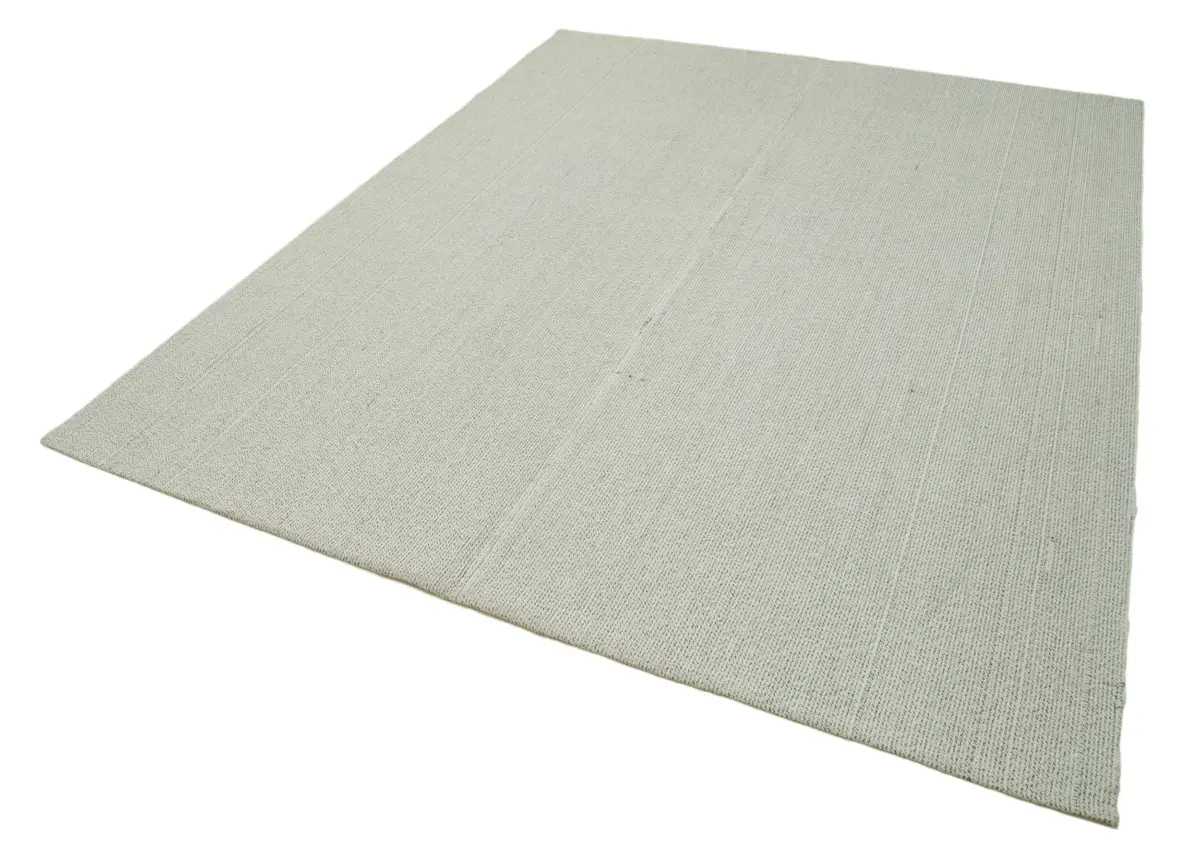 Flatweave Modern Bej Pamuk Üstü Yün El Dokuma Kilim-212x272 - Görsel 3