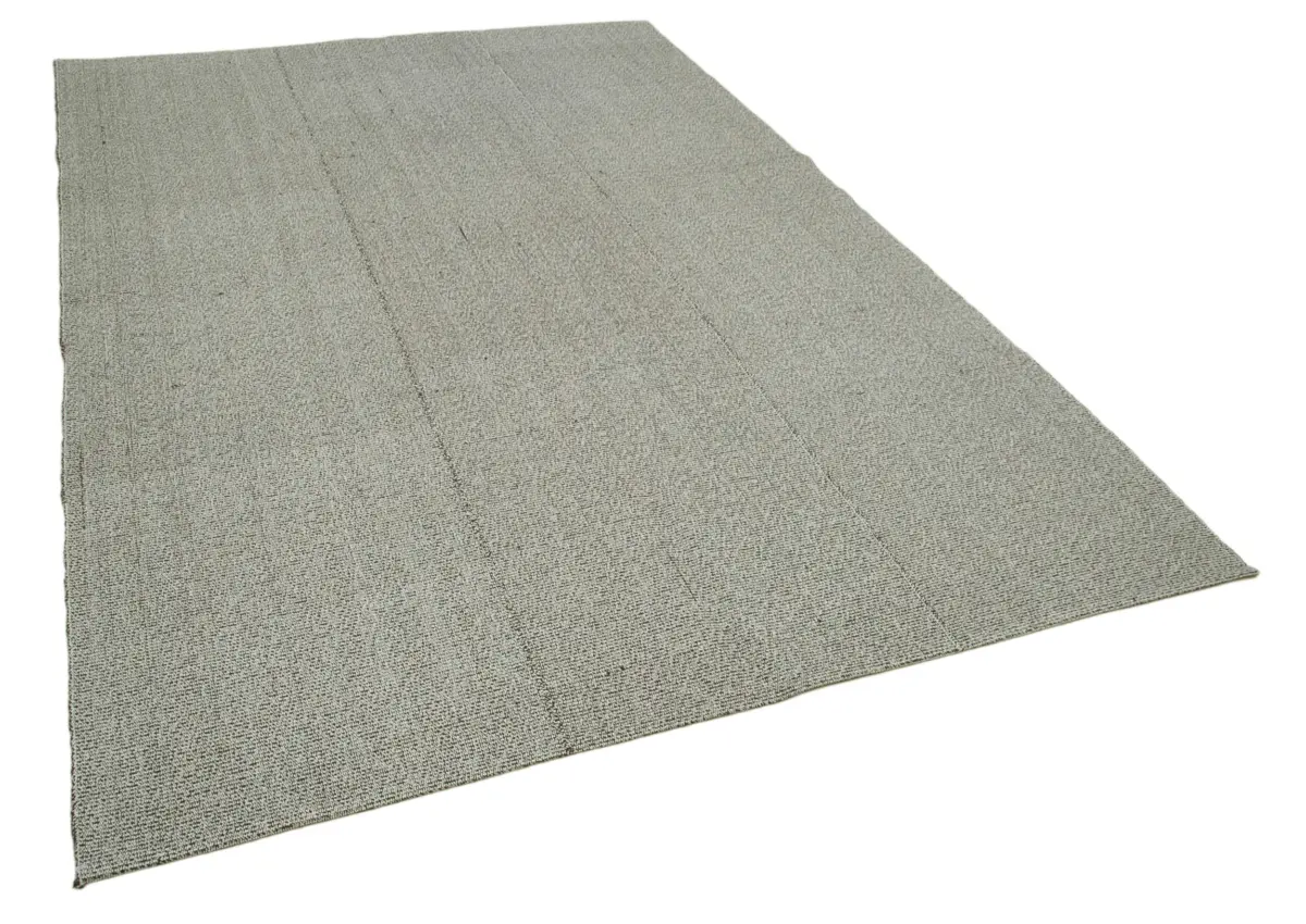 Flatweave Modern Gri Pamuk Üstü Yün El Dokuma Kilim-194x289 - Görsel 2