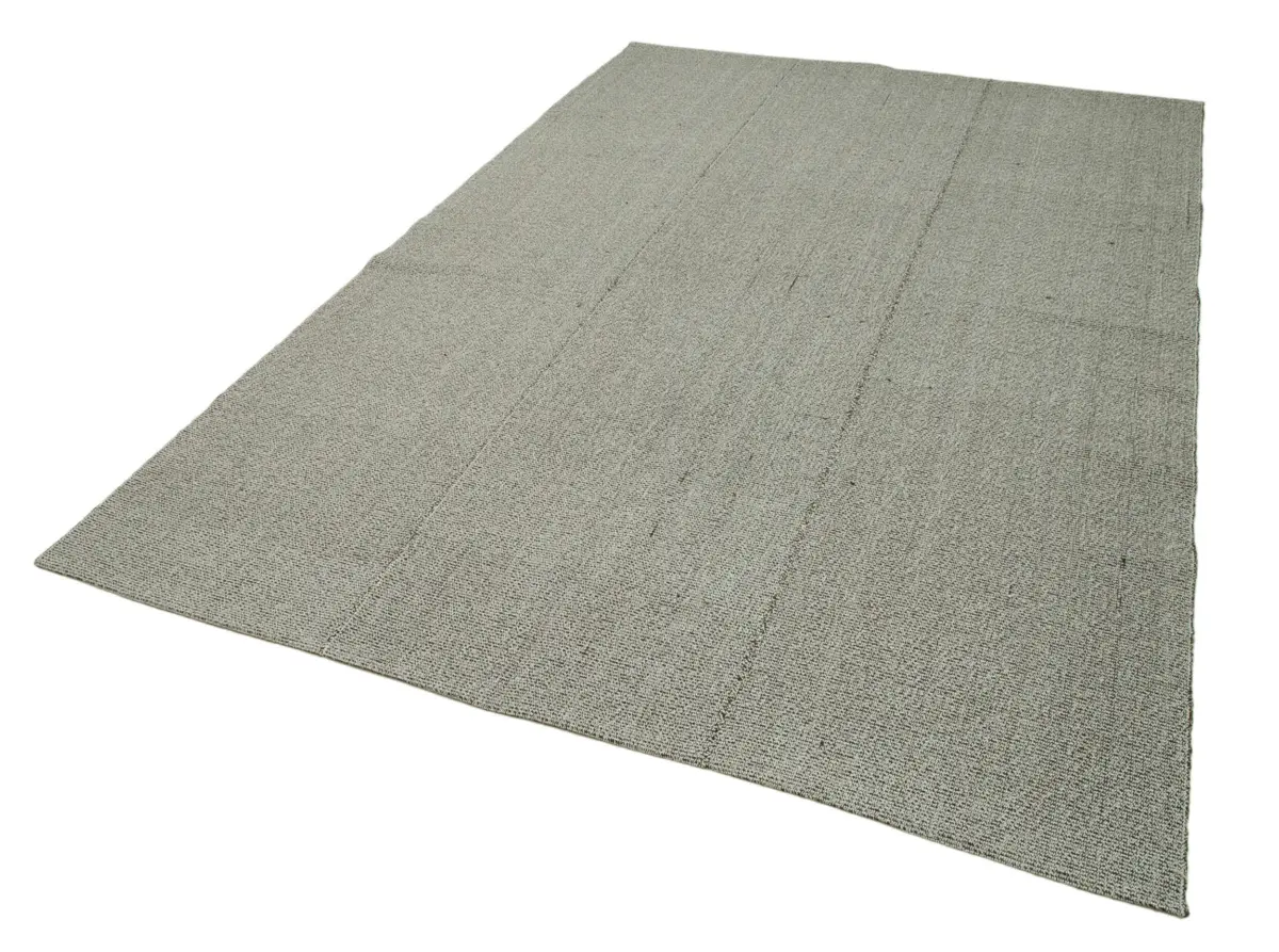 Flatweave Modern Gri Pamuk Üstü Yün El Dokuma Kilim-194x289 - Görsel 3