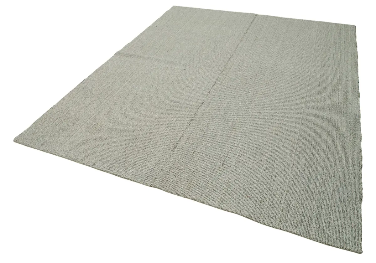 Flatweave Modern Gri Pamuk Üstü Yün El Dokuma Kilim-213x271 - Görsel 3