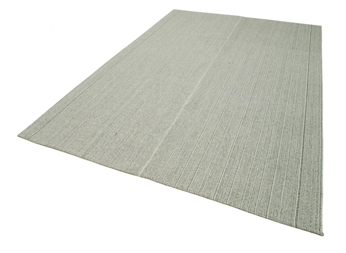 Flatweave Modern Bej Pamuk Üstü Yün El Dokuma Kilim-204x306 - Görsel 3