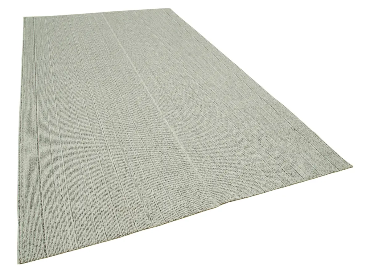 Flatweave Modern Bej Pamuk Üstü Yün El Dokuma Kilim-204x362 - Görsel 2